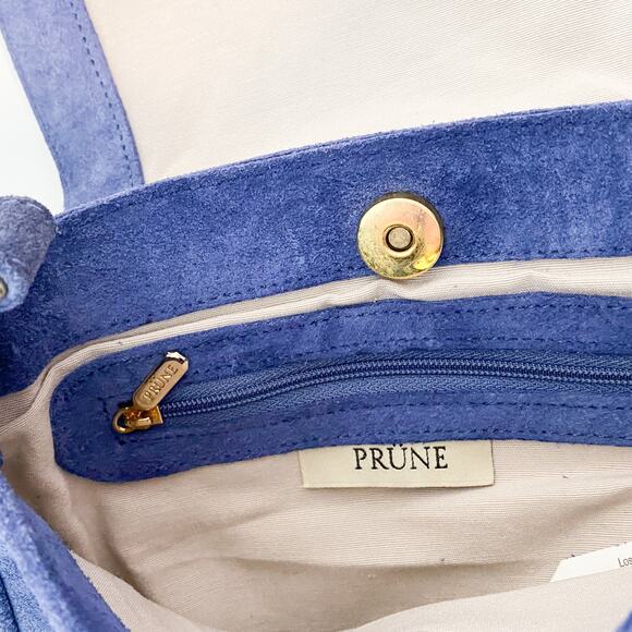 Prune Blue Suede Studded Fringe Cross Body Bag - Picture 11 of 14